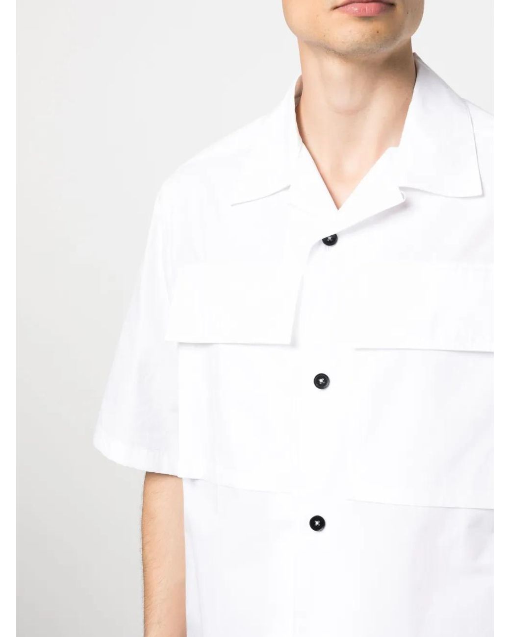 Jil Sander White Short-Sleeved Overshirt With Patch Pockets for men