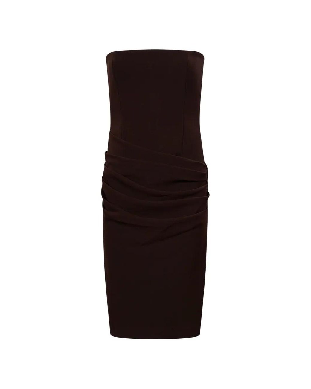 Alex Perry Brown Strapless Draped Mid-Length Dress