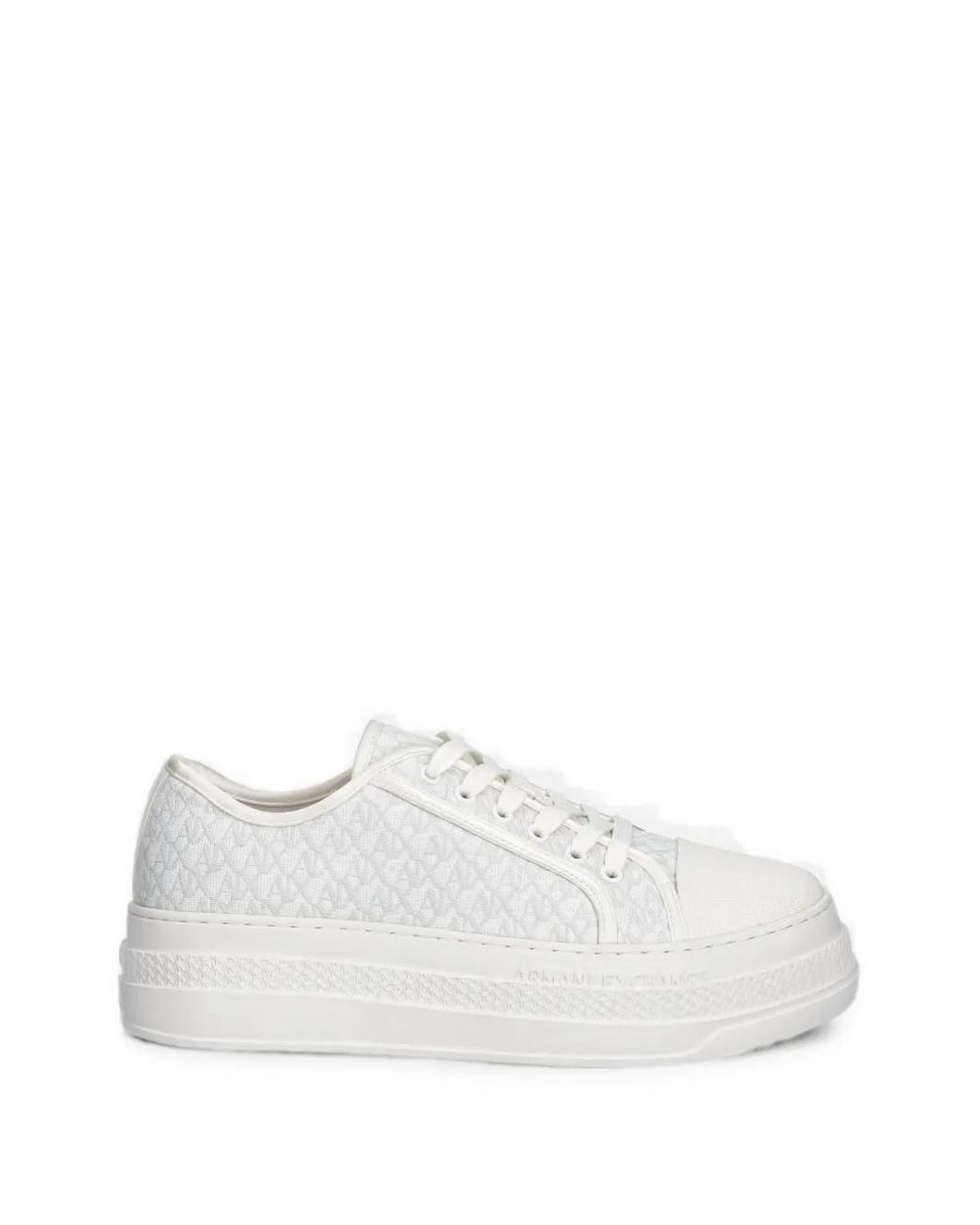 ARMANI EXCHANGE White Monogram-Jacquard Platform Sneakers