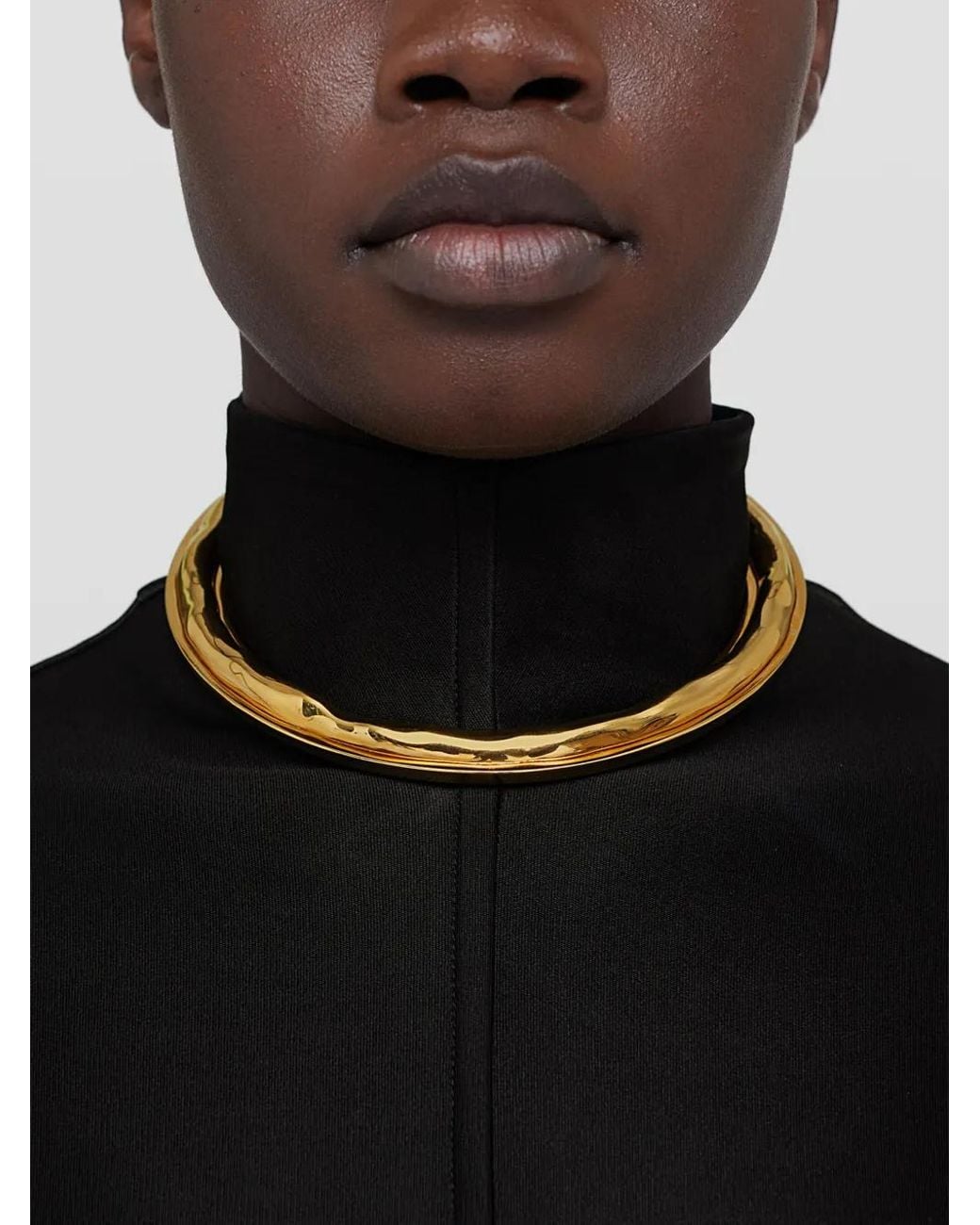 Jil Sander Metallic Hammered-Finish Cuff Necklace