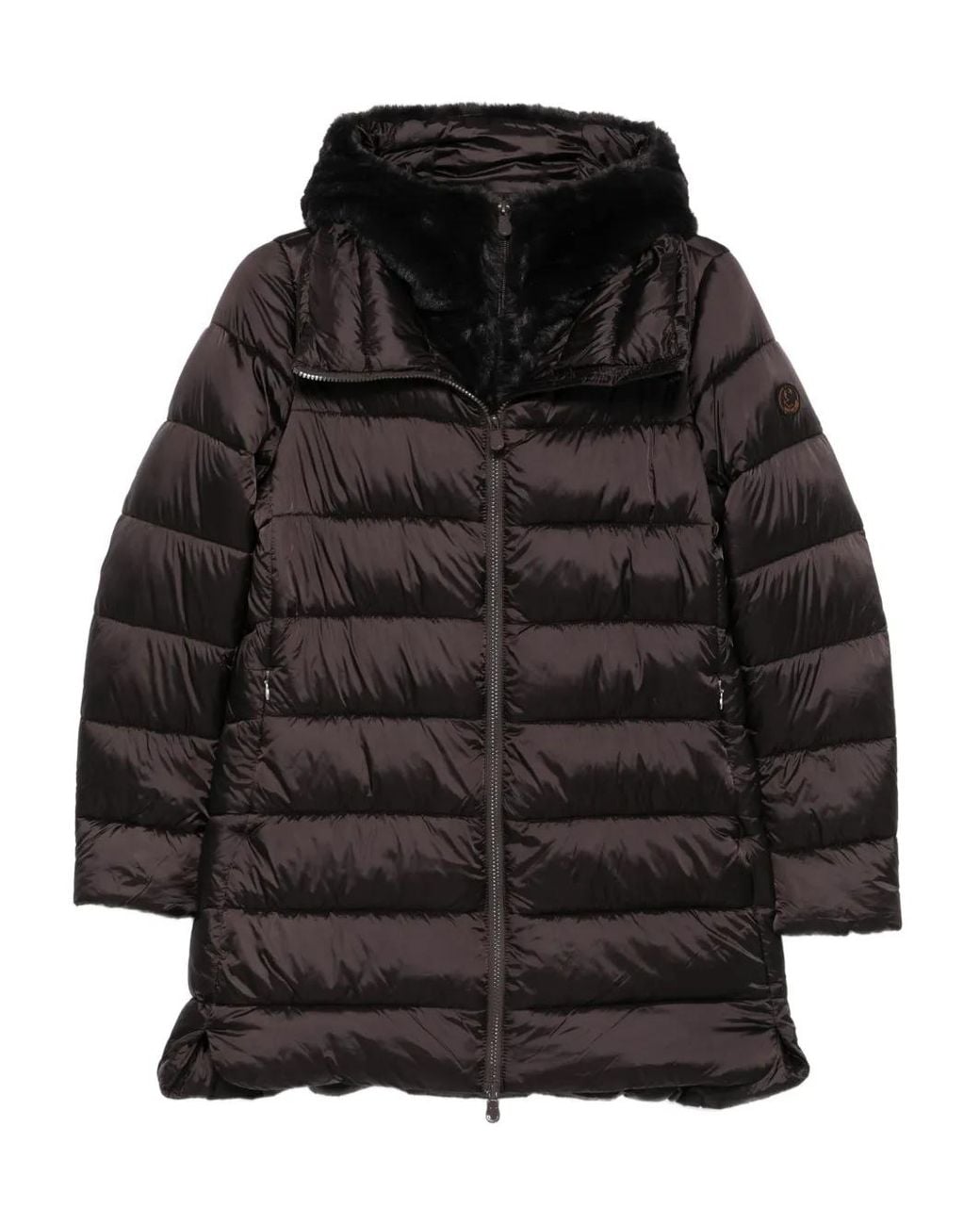 Save The Duck Black Faux-Fur Zip Coat