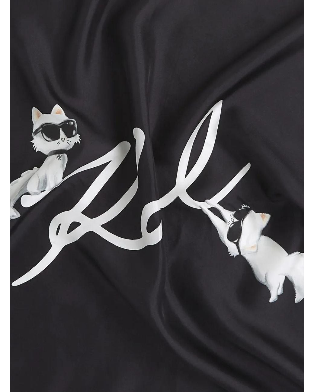 Karl Lagerfeld Black Ikon Choupette Signature Silk Scarf