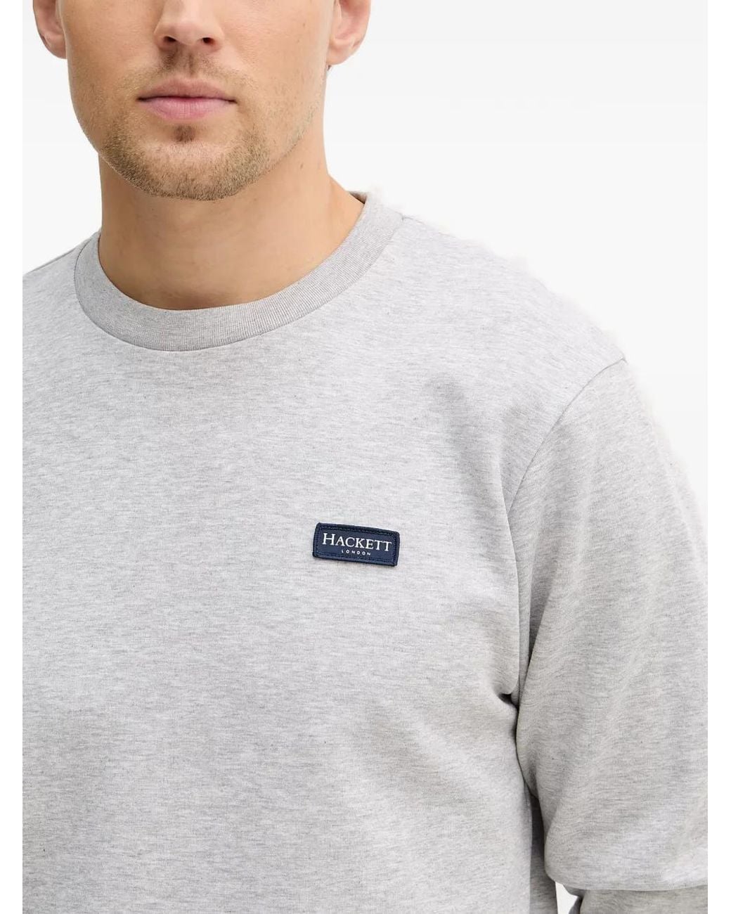 Hackett Gray Logo-Patch Sweatshirt for men
