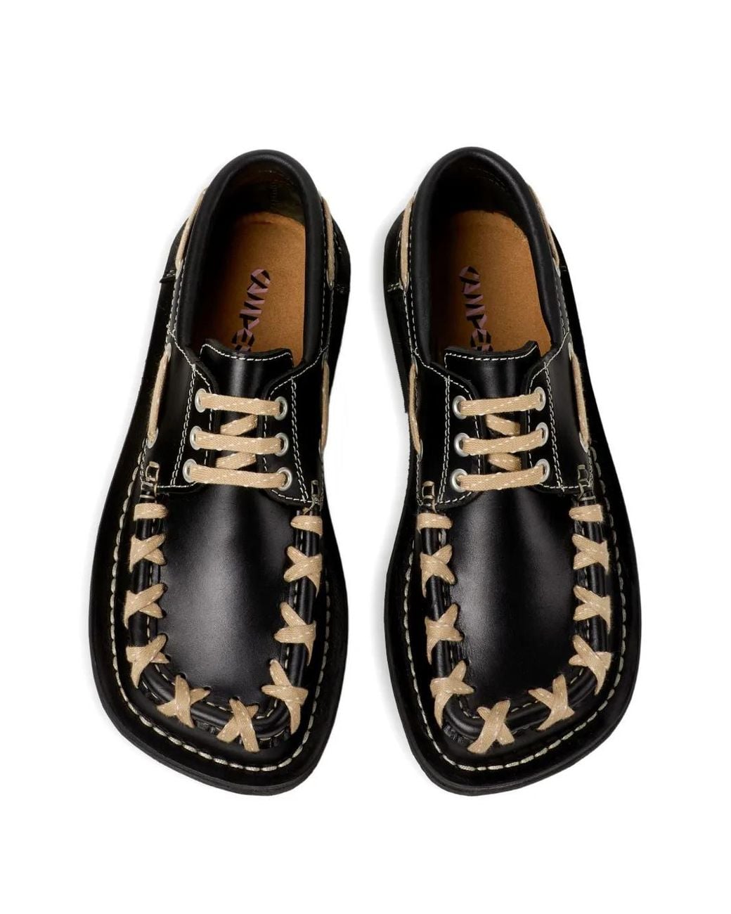 CAMPERLAB Black Eki Leather Lace-Up Boat Shoes