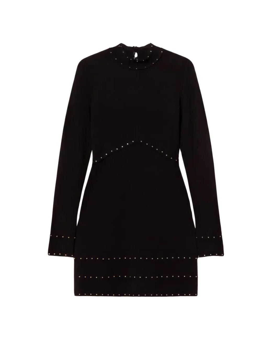 Twinset Black Short Knit Dress With Studs