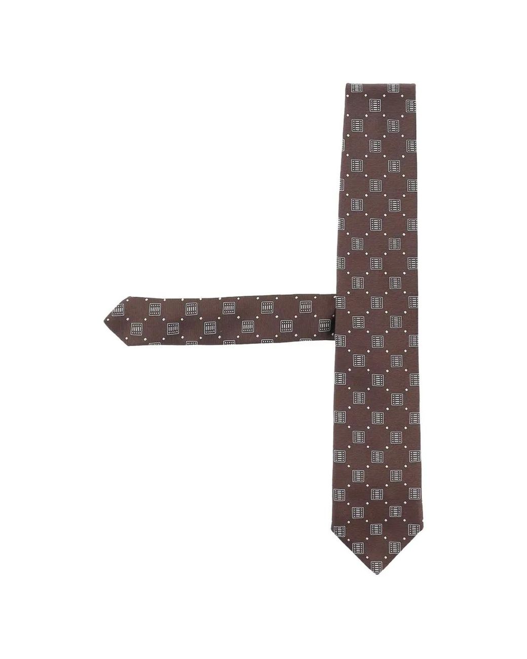 Boss White Geometric-Print Tie for men