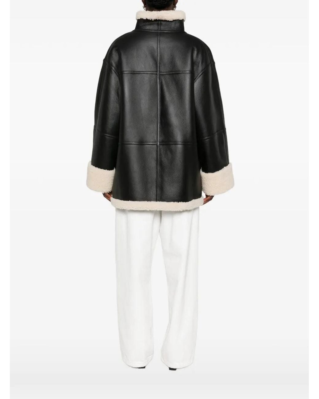 Totême  Black Shearling-Trim Oversized Jacket