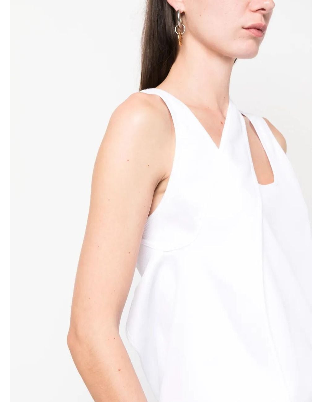 Gauchère White Mirror Ribbed Tank Top