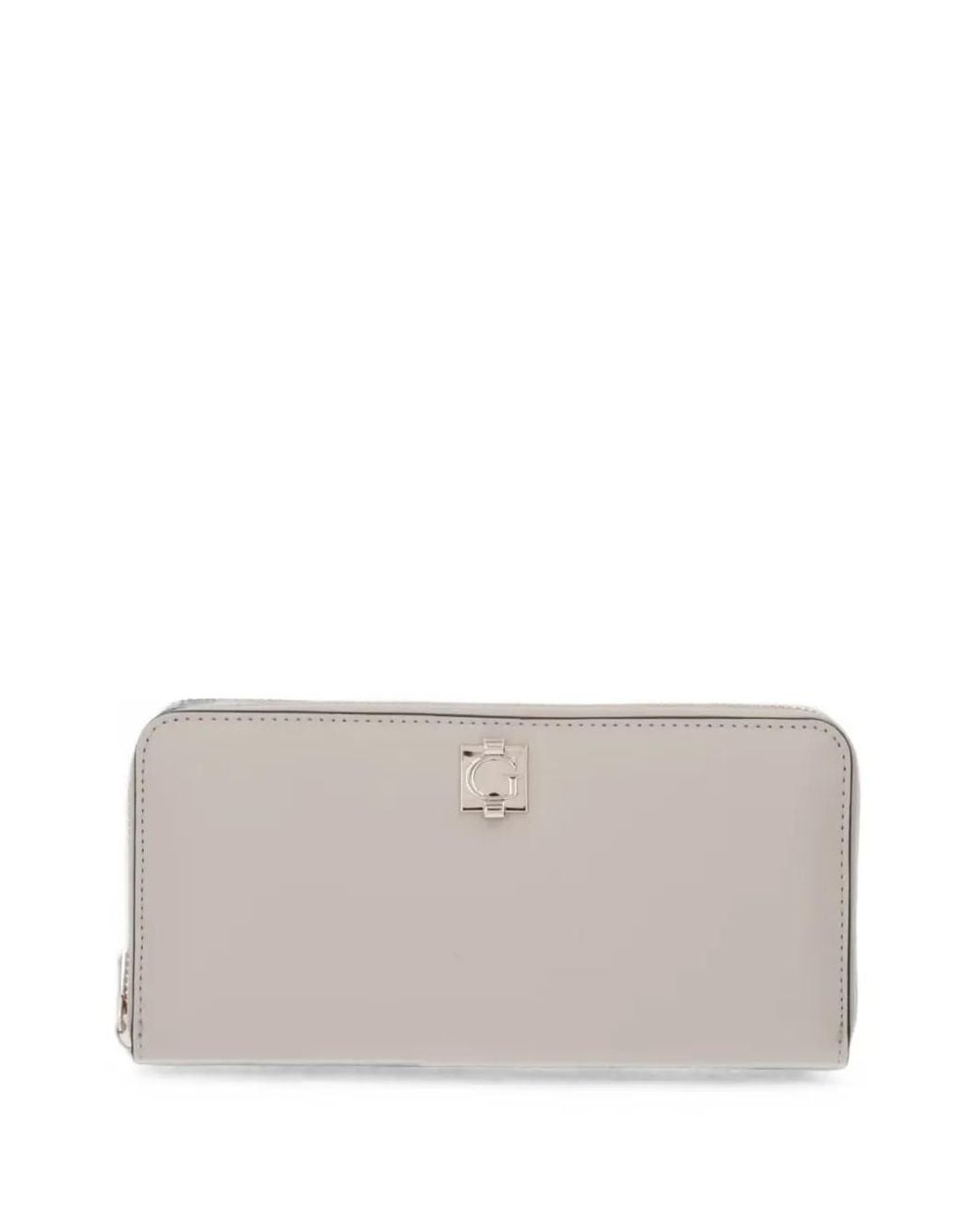 Guess Gray Logo-Plaque Zip-Around Wallet