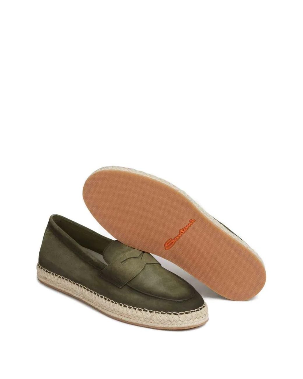 Santoni Green Suede Espadrilles for men