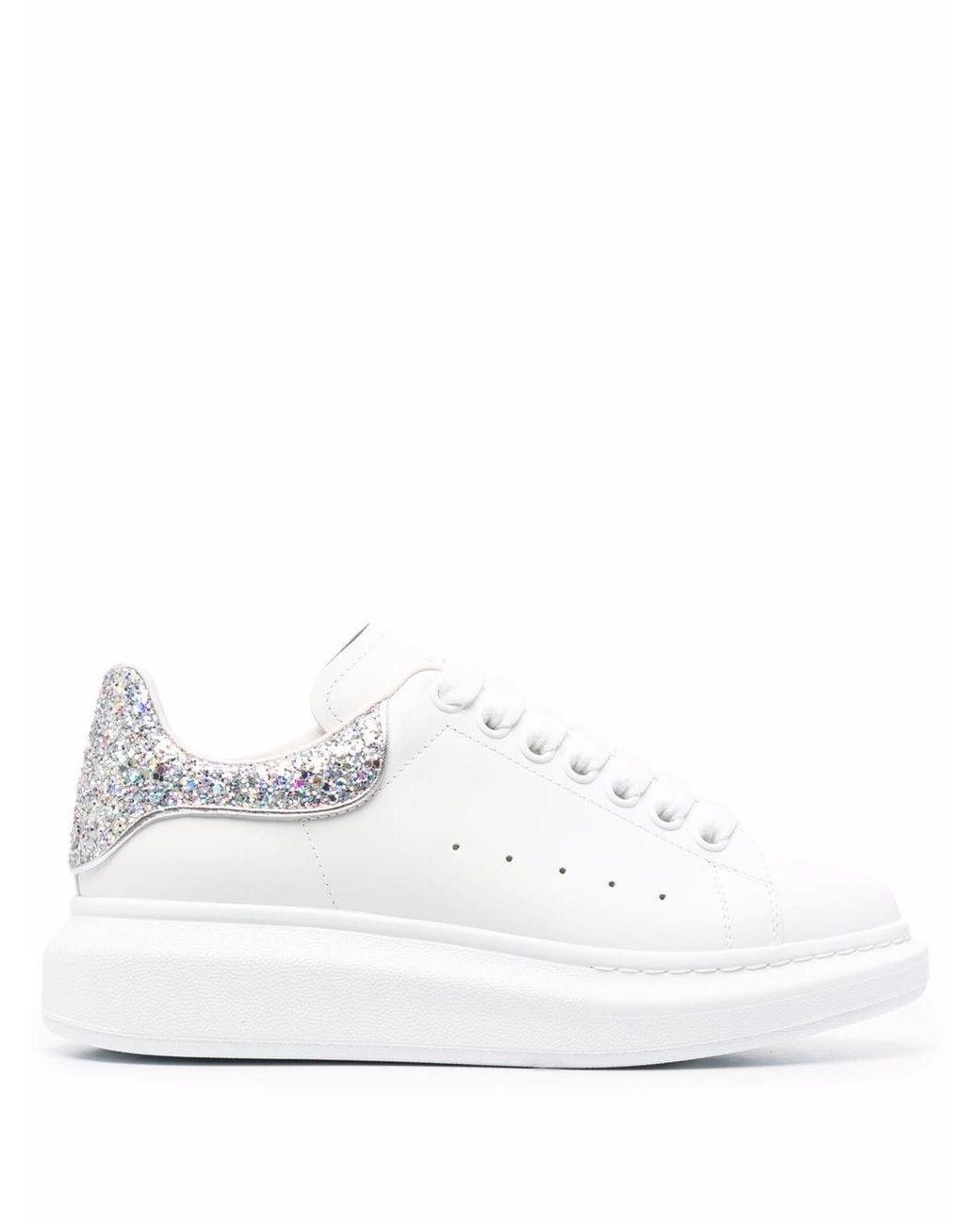 Sneakers Oversize Bianche Con Spoiler Glitter Argento di Alexander McQueen  in Bianco | Lyst