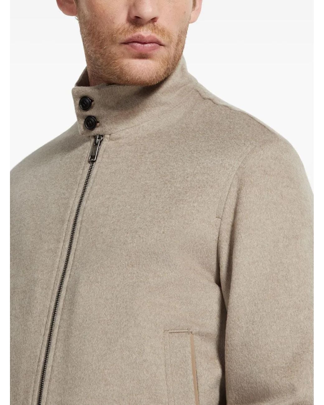 Zegna Natural Cashmere Zip-Fastening Bomber Jacket for men