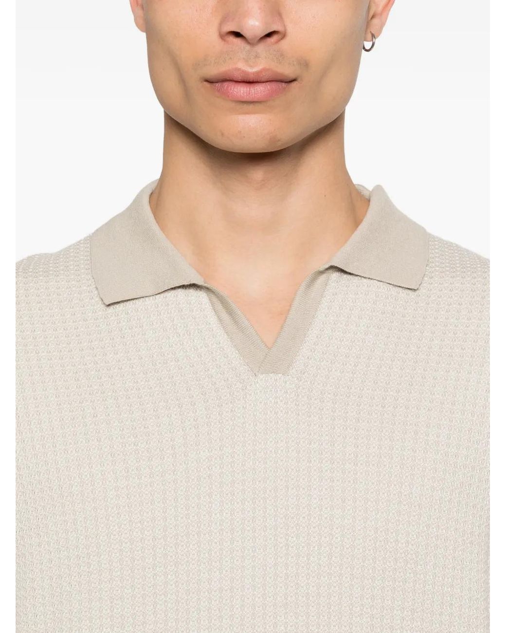 Polo En Maille À Col V Corneliani pour homme en coloris White