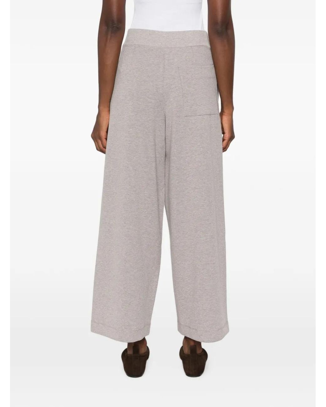 Yerse Gray Wide-Leg Jersey Trousers