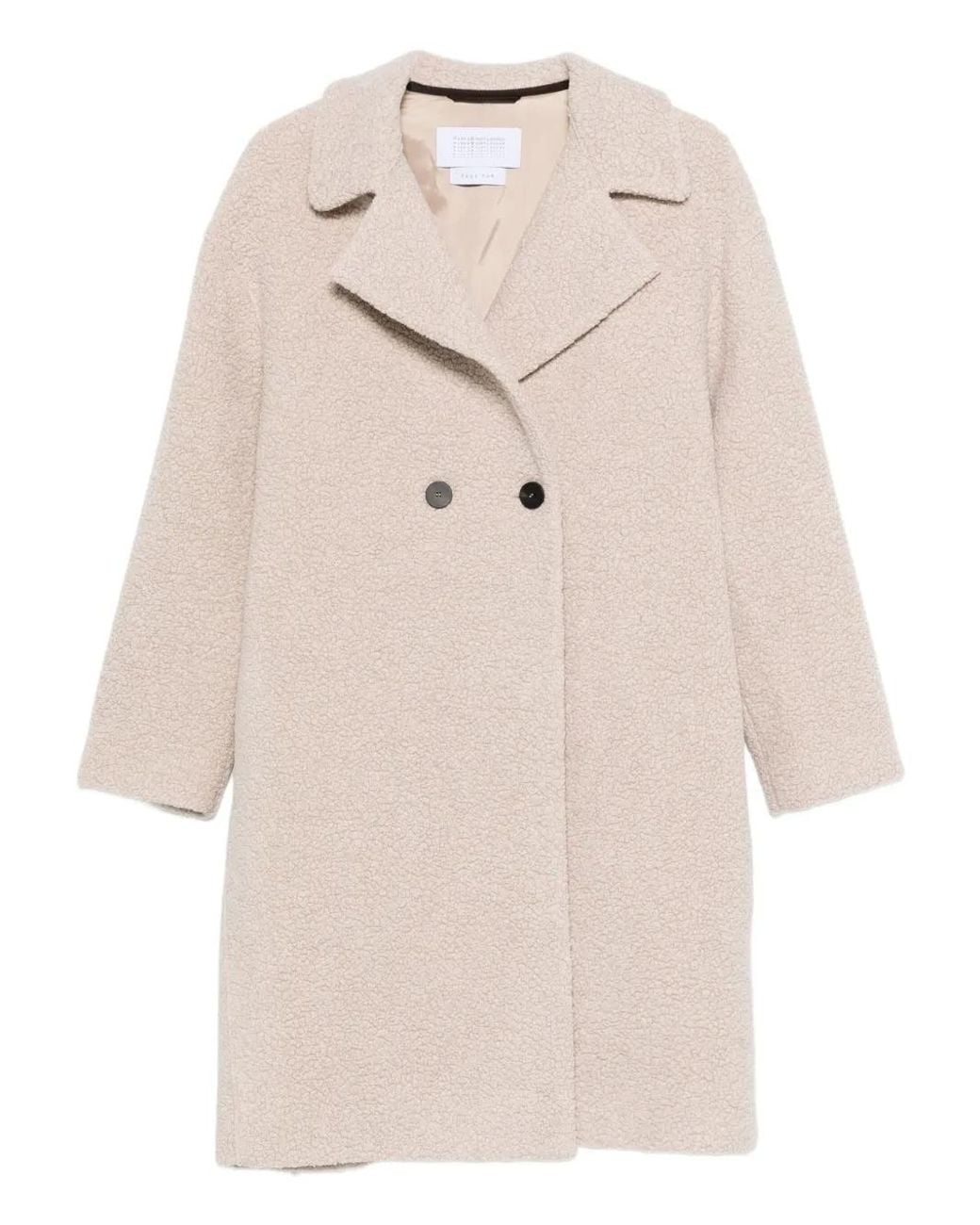 Harris Wharf London Natural Bouclé Double-Breasted Coat