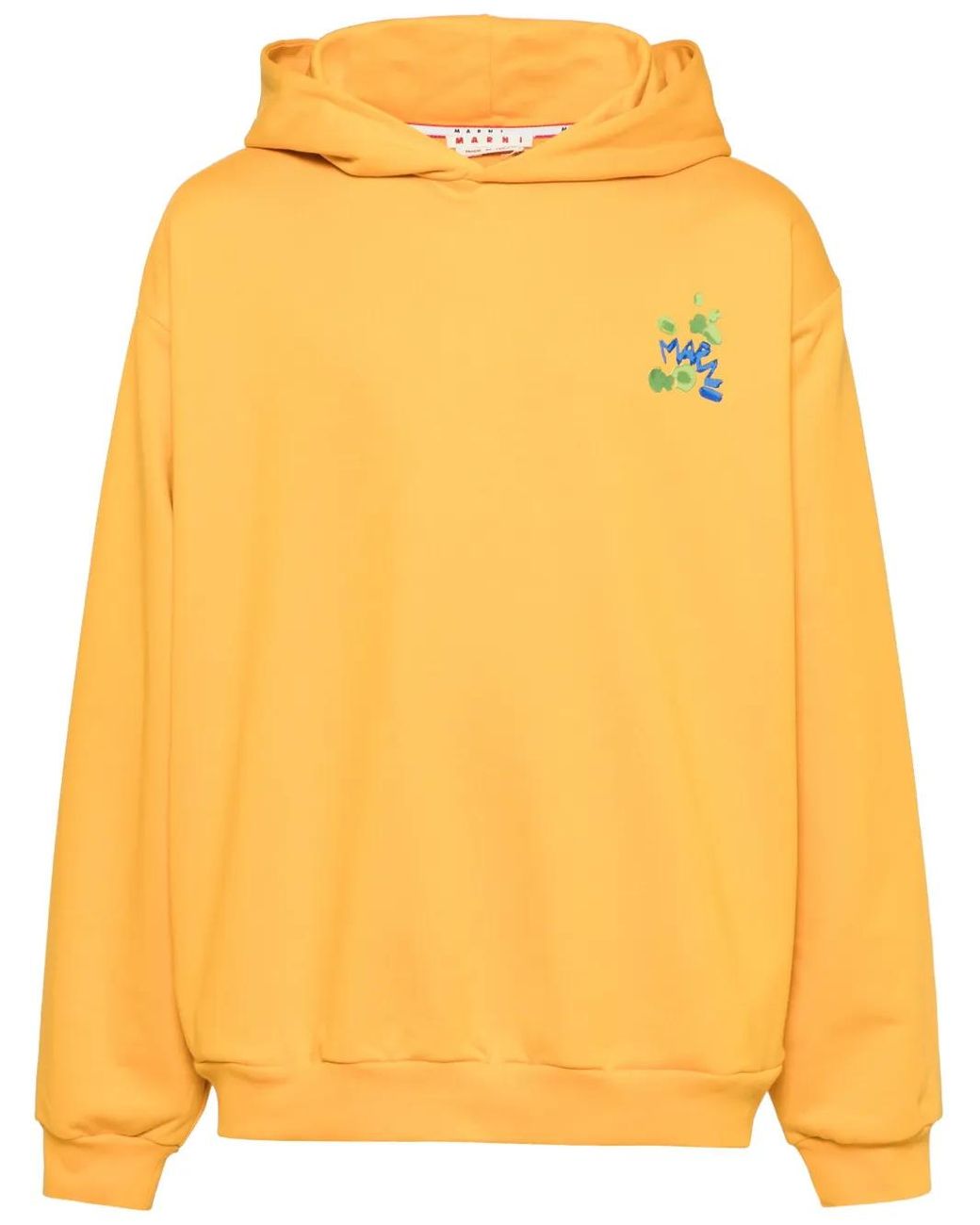 Marni Yellow Hoodie With Dripping Print for men