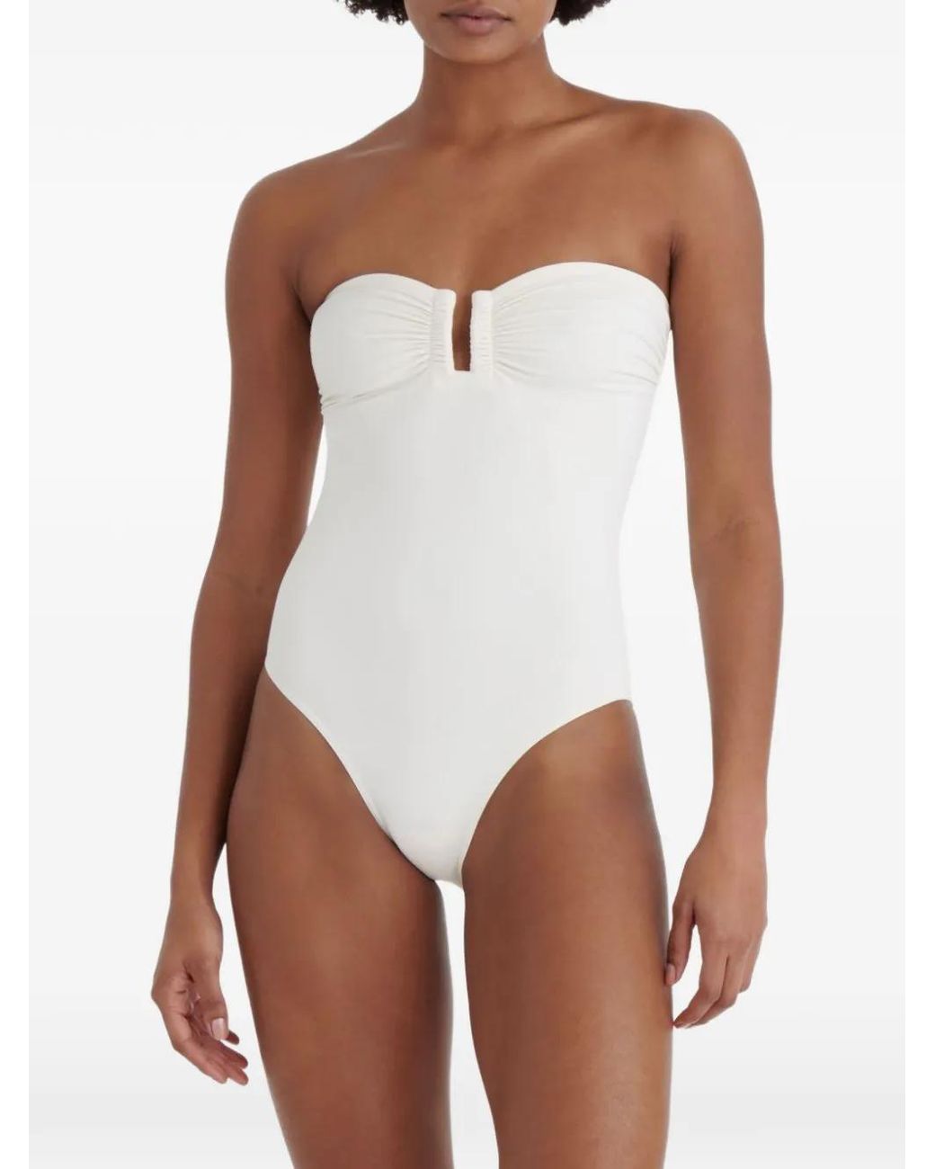 Eres White Cassiopée Ruched Swimsuit