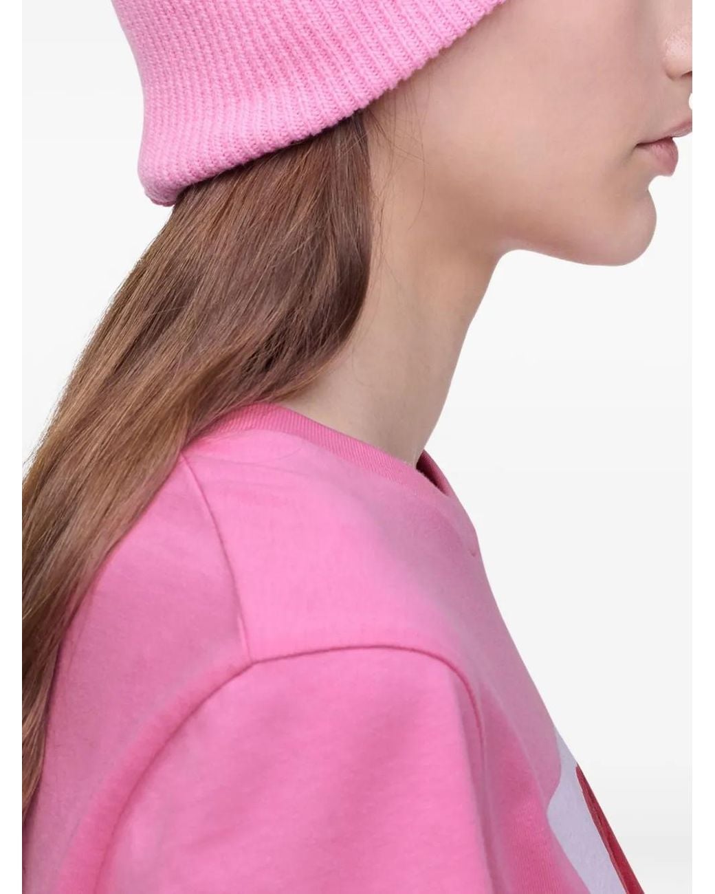 Marc Jacobs Pink Logo-Patch Beanie