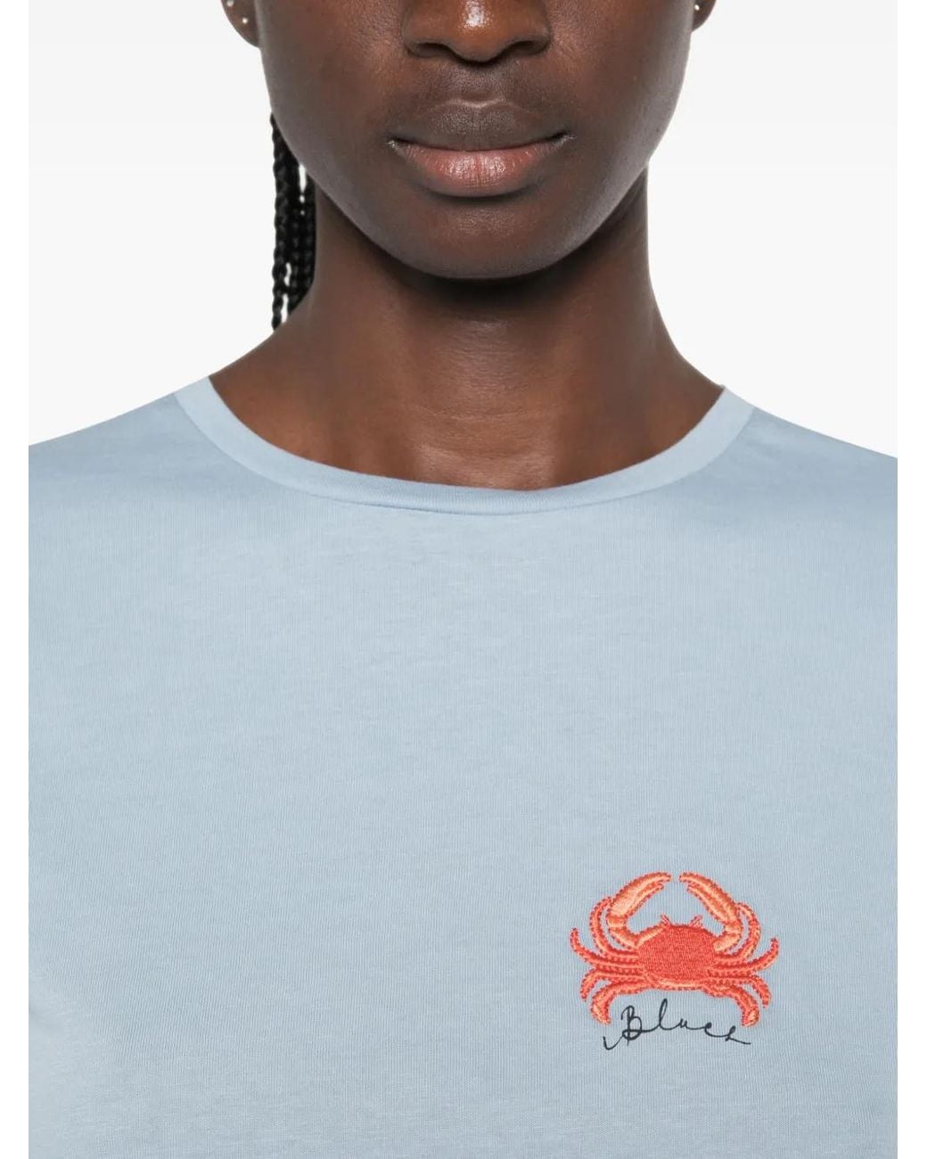 iBlues Blue Graphic-Print Cotton T-Shirt