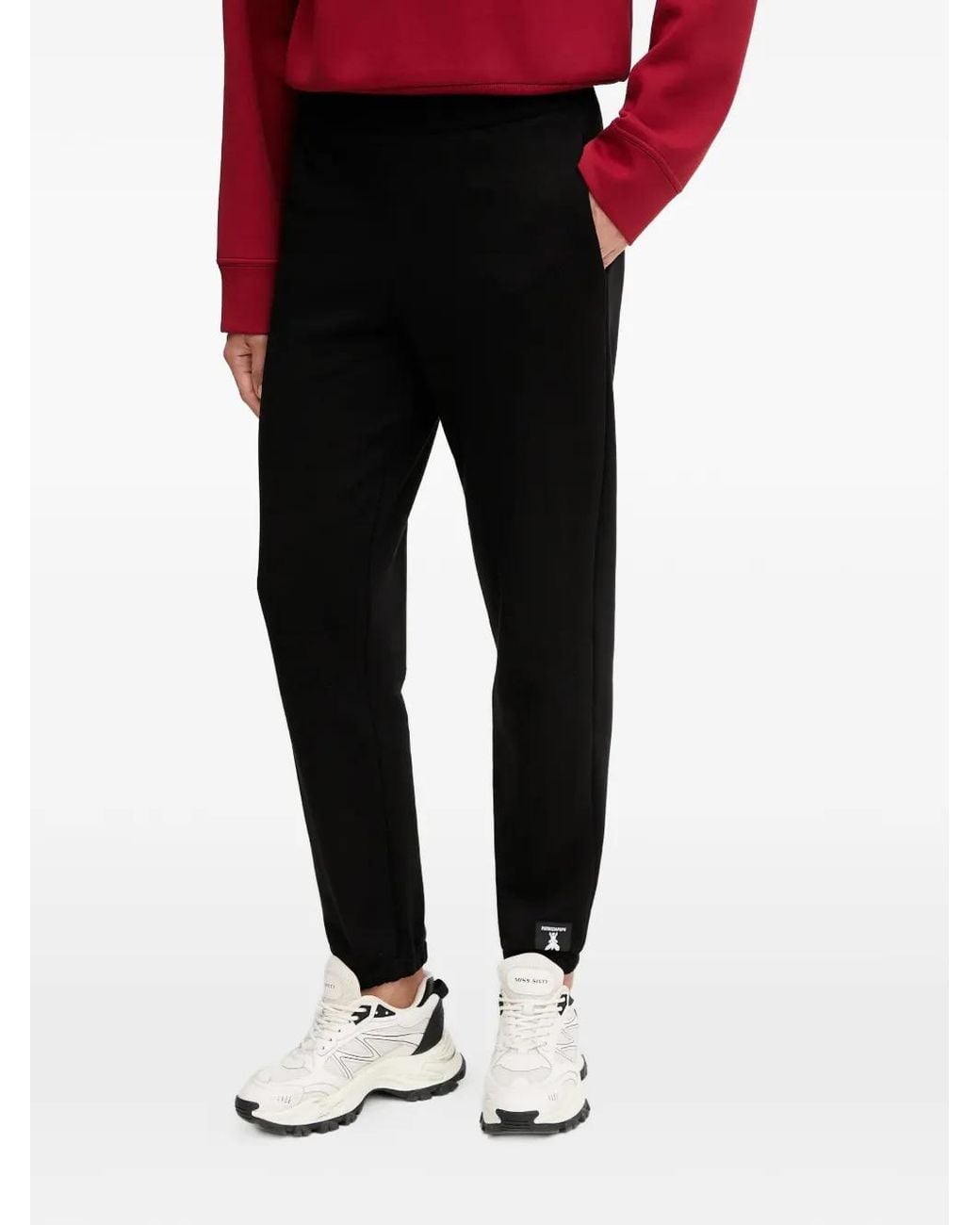 Patrizia Pepe Black Logo-Patch Track Pants