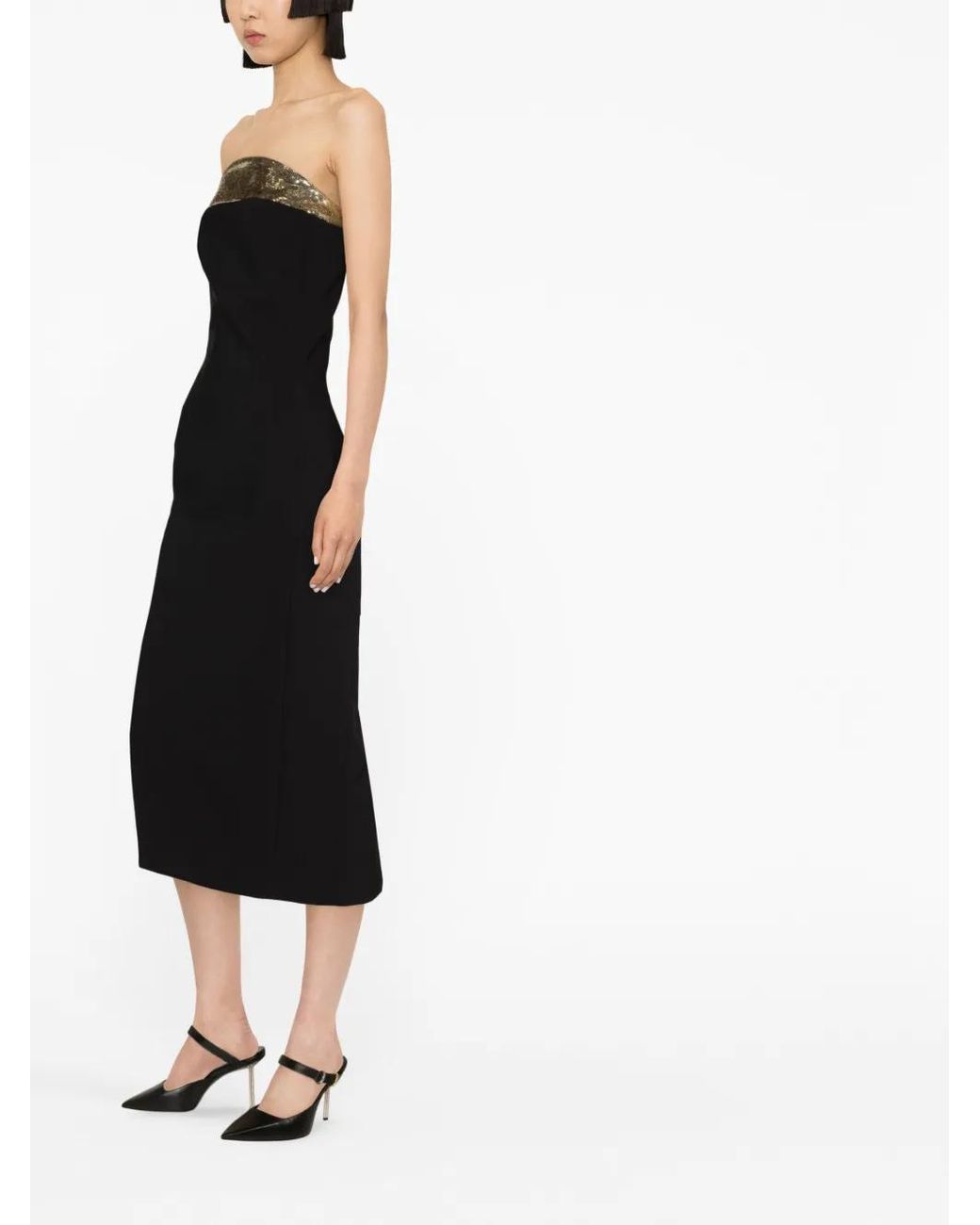Genny Black Sequin-Embellished Midi Dress