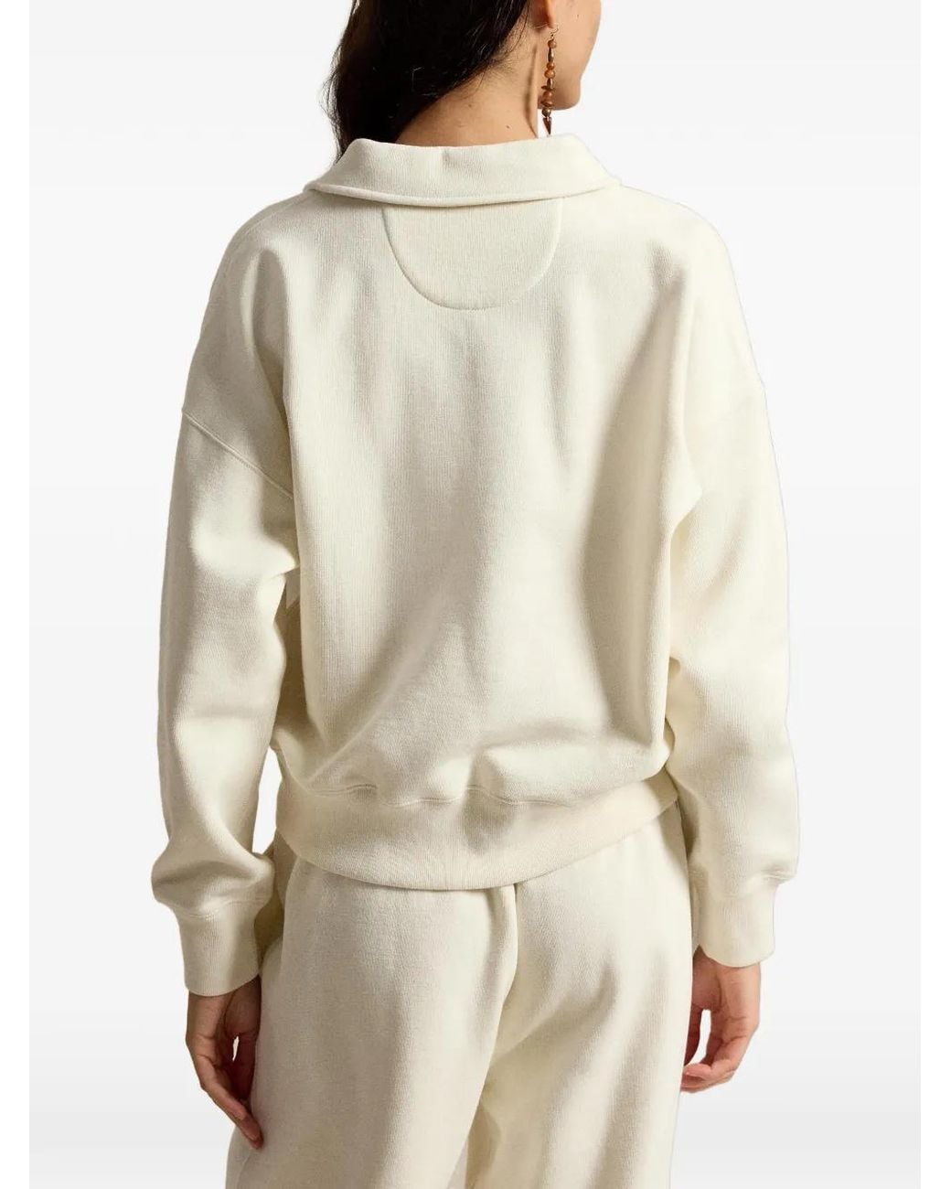 Polo Ralph Lauren White Half-Zip Logo-Print Polo Top