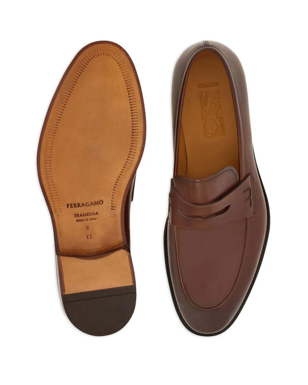 Ferragamo Brown Tramezza Penny Loafers for men