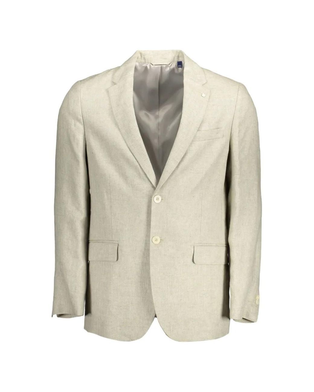 Gant White Herringbone-Weave Notched-Lapel Jacket for men