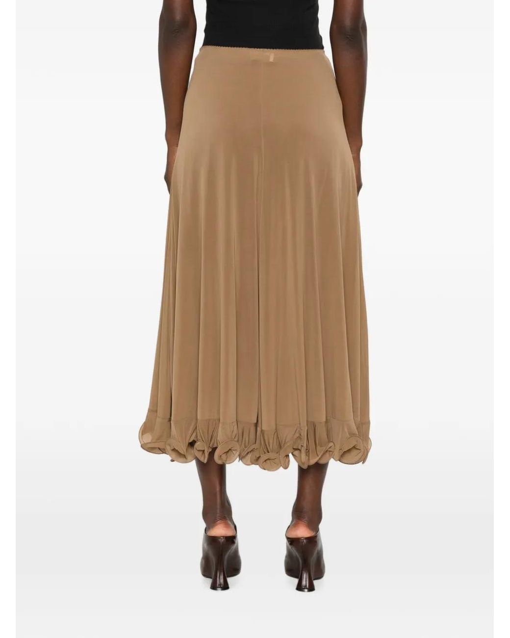 Moschino Natural Gathered Ruffle Skirt With Elasticated Waistband