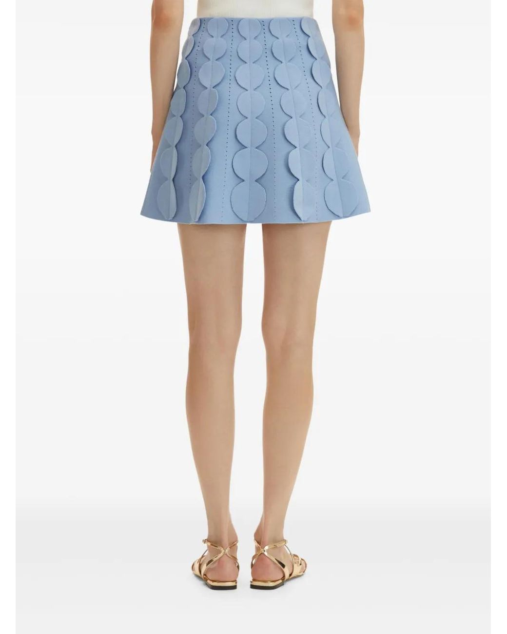 Oscar de la Renta Blue Geometric Circle Knitted Skirt