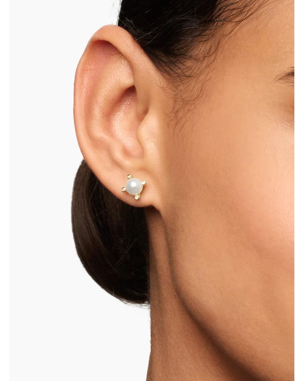 David Yurman Metallic 18K Pearl And Diamond Stud Earrings (7.4Mm)