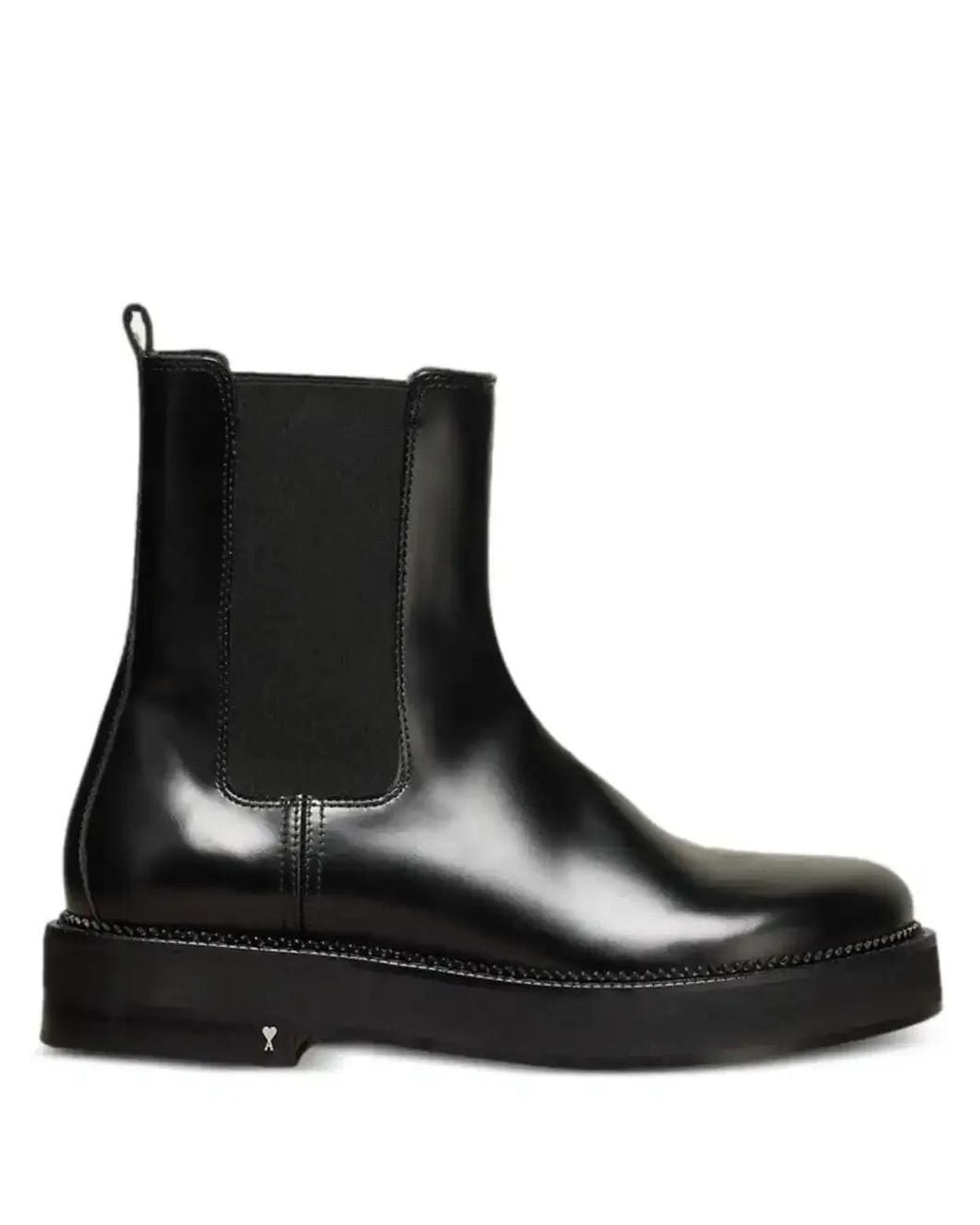 AMI Black Leather Chelsea Boots