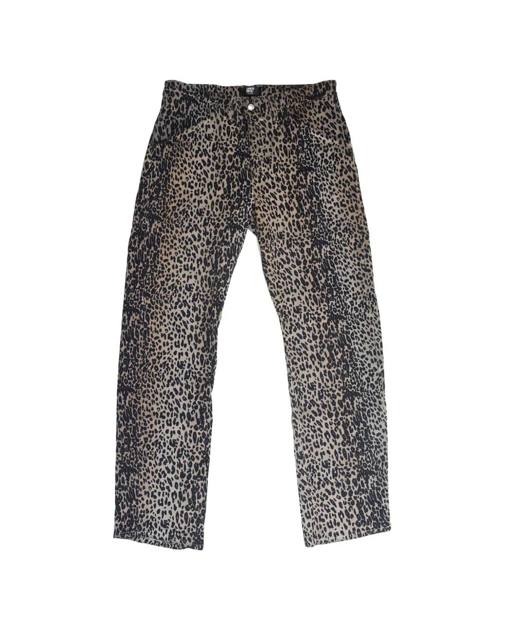 HTC Gray Leopard-Print Loose-Fit Jeans for men