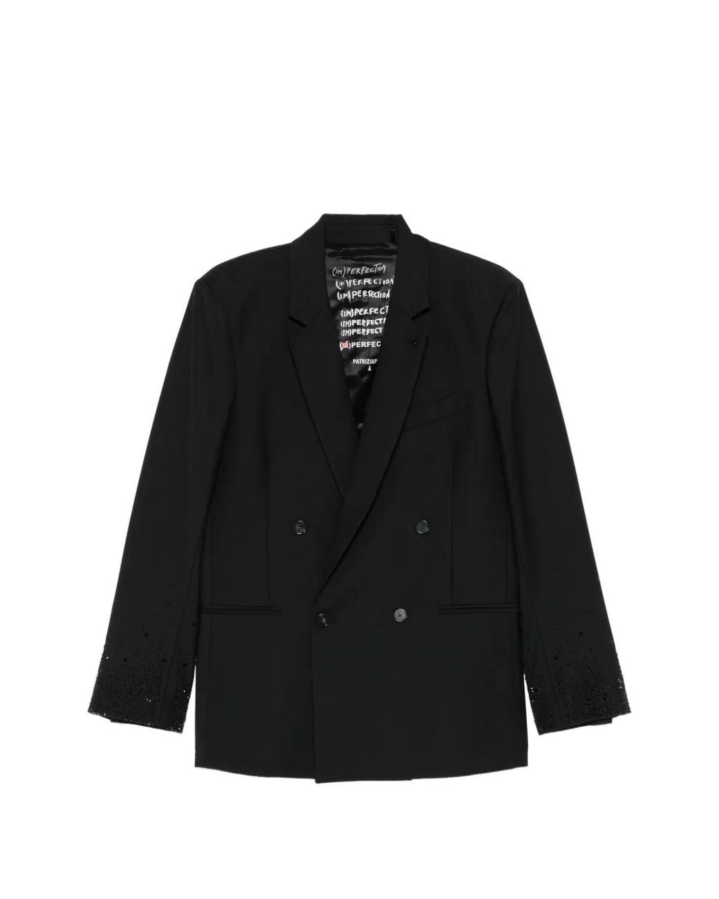 Patrizia Pepe Black Embellished Double-Breasted Blazer for men