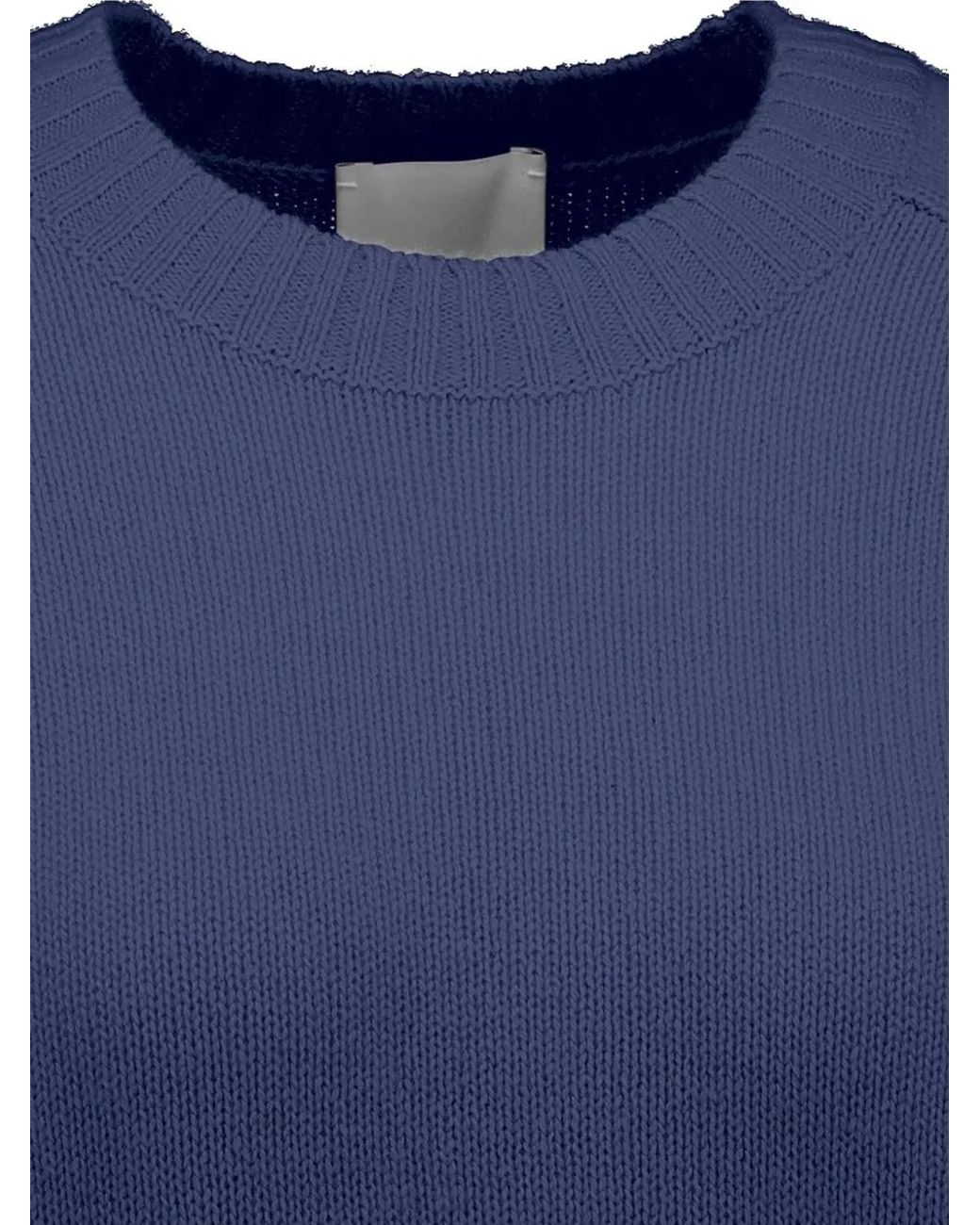 Allude Blue Short-Sleeve Crew-Neck Sweater