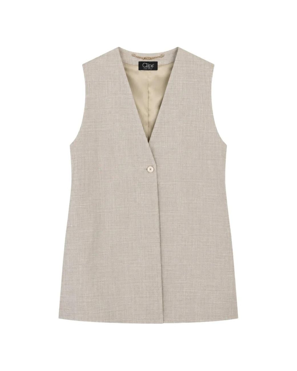 Clips White V-Neck Single-Breasted Waistcoat