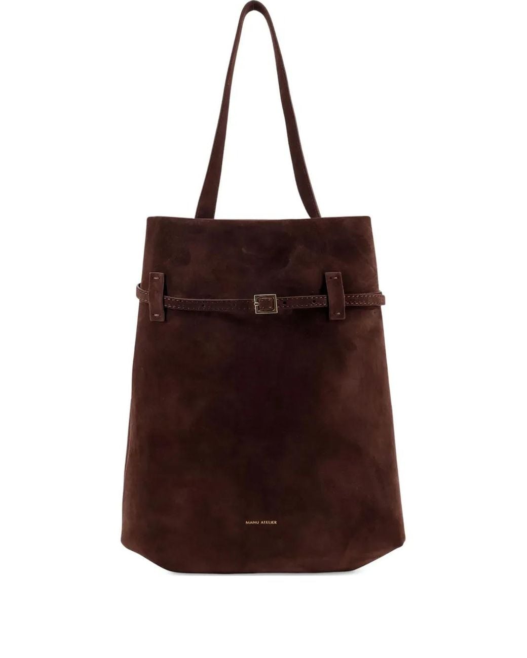 MANU Atelier Brown Tote Du Jour Suede Buckle-Fastening Tote Bag