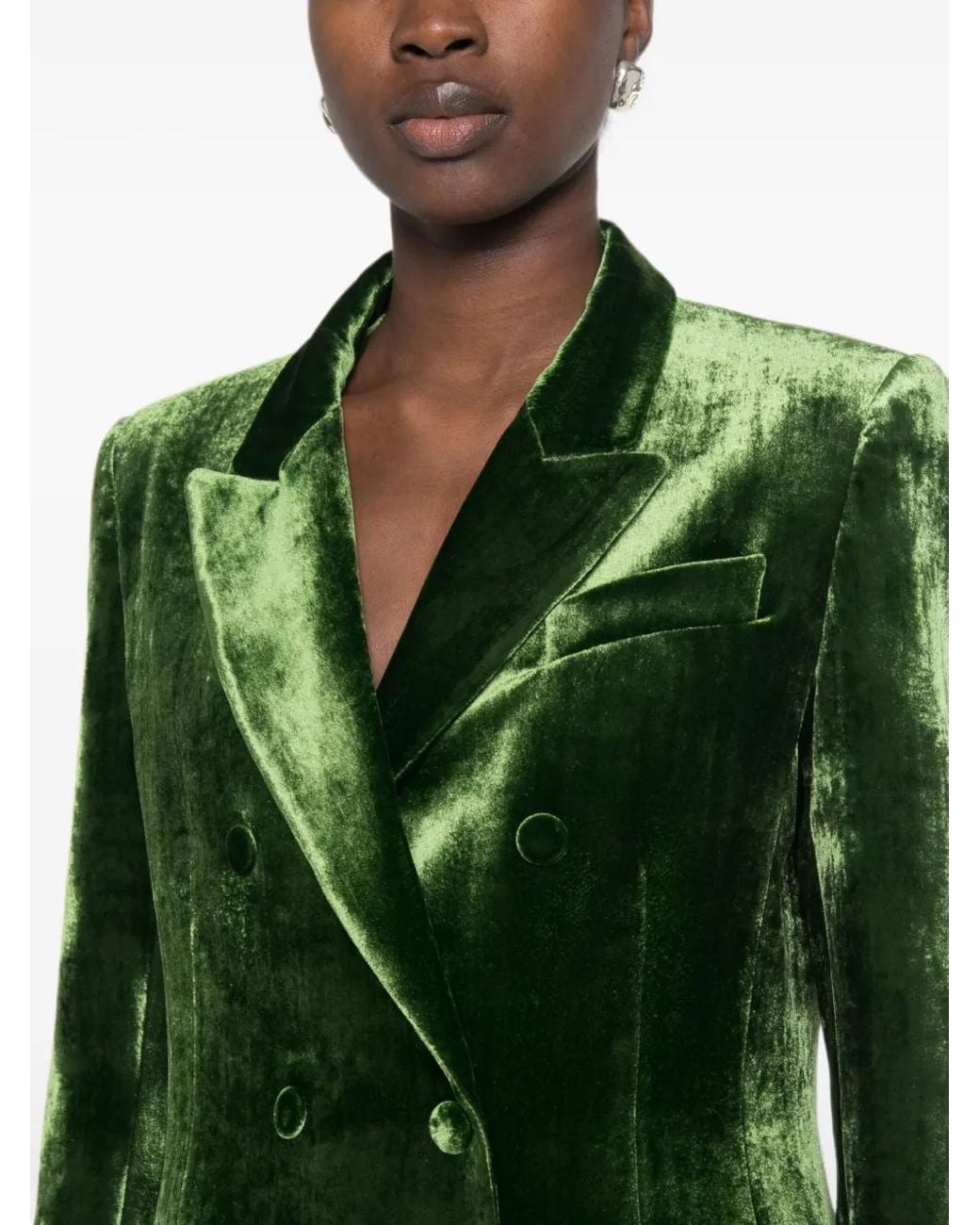 P.A.R.O.S.H. Green Peak-Lapel Double-Breasted Blazer