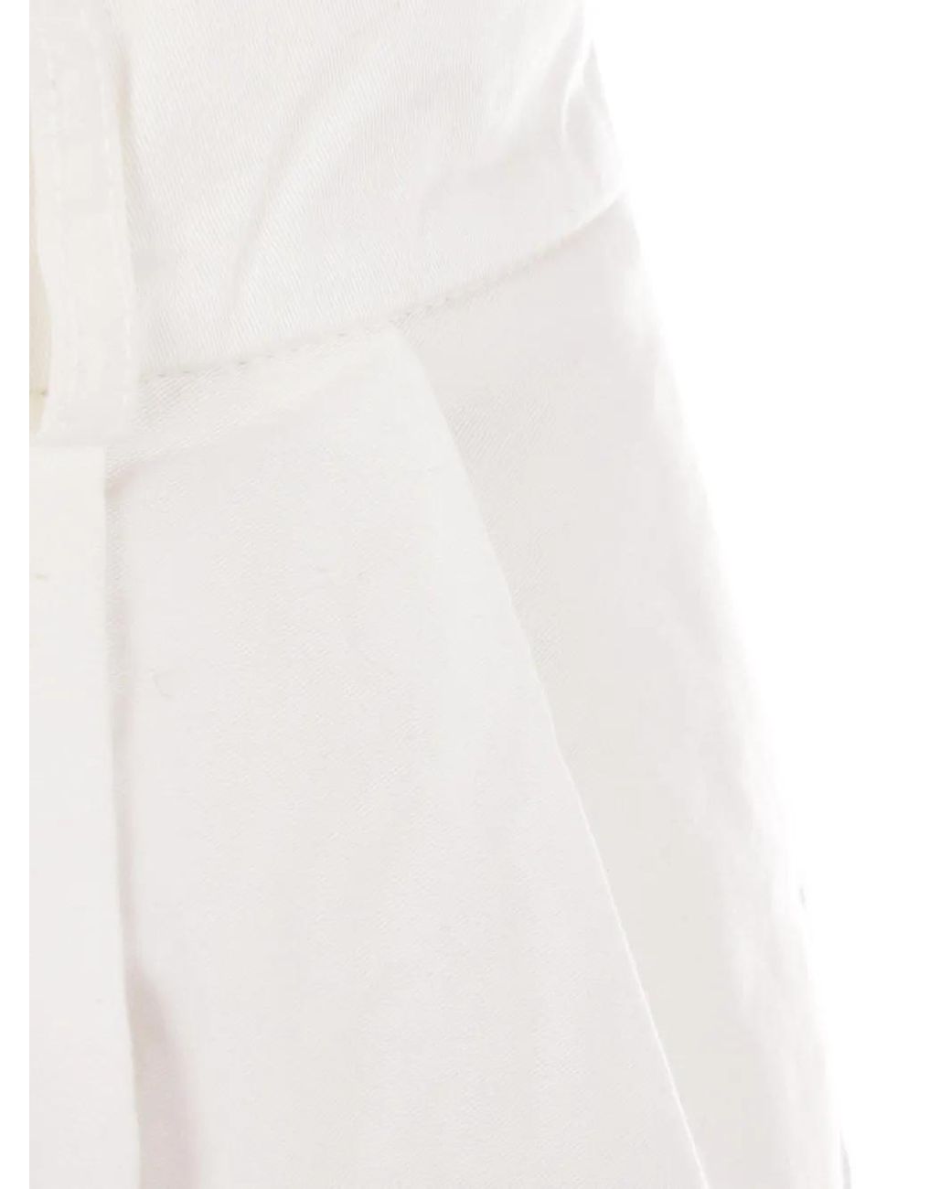 MYTHINKS White Pleated Cotton Trousers