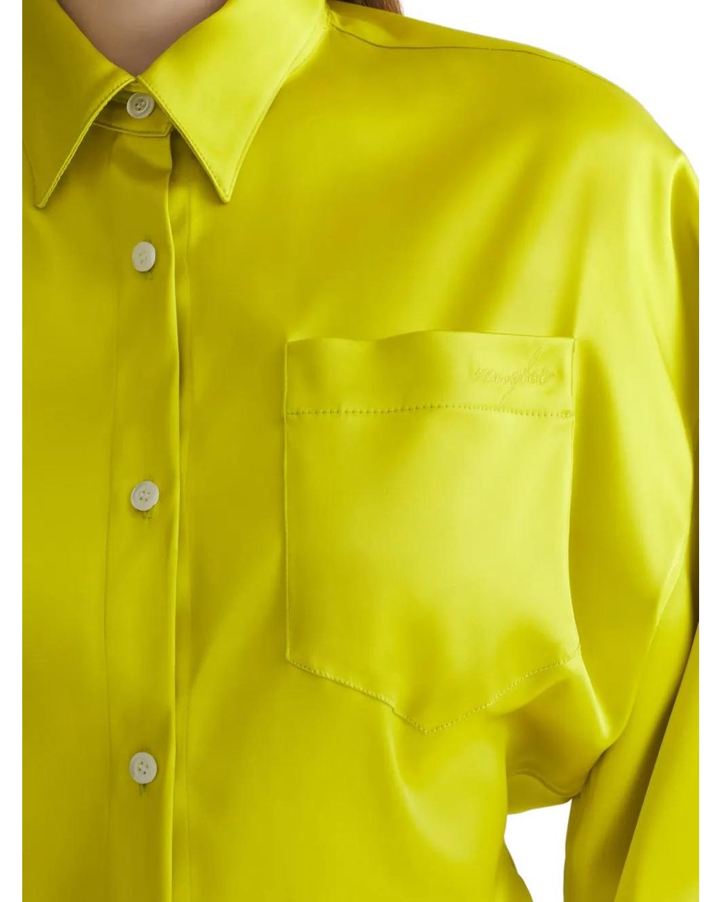 Mugler Yellow Buttoned Shirt Dress