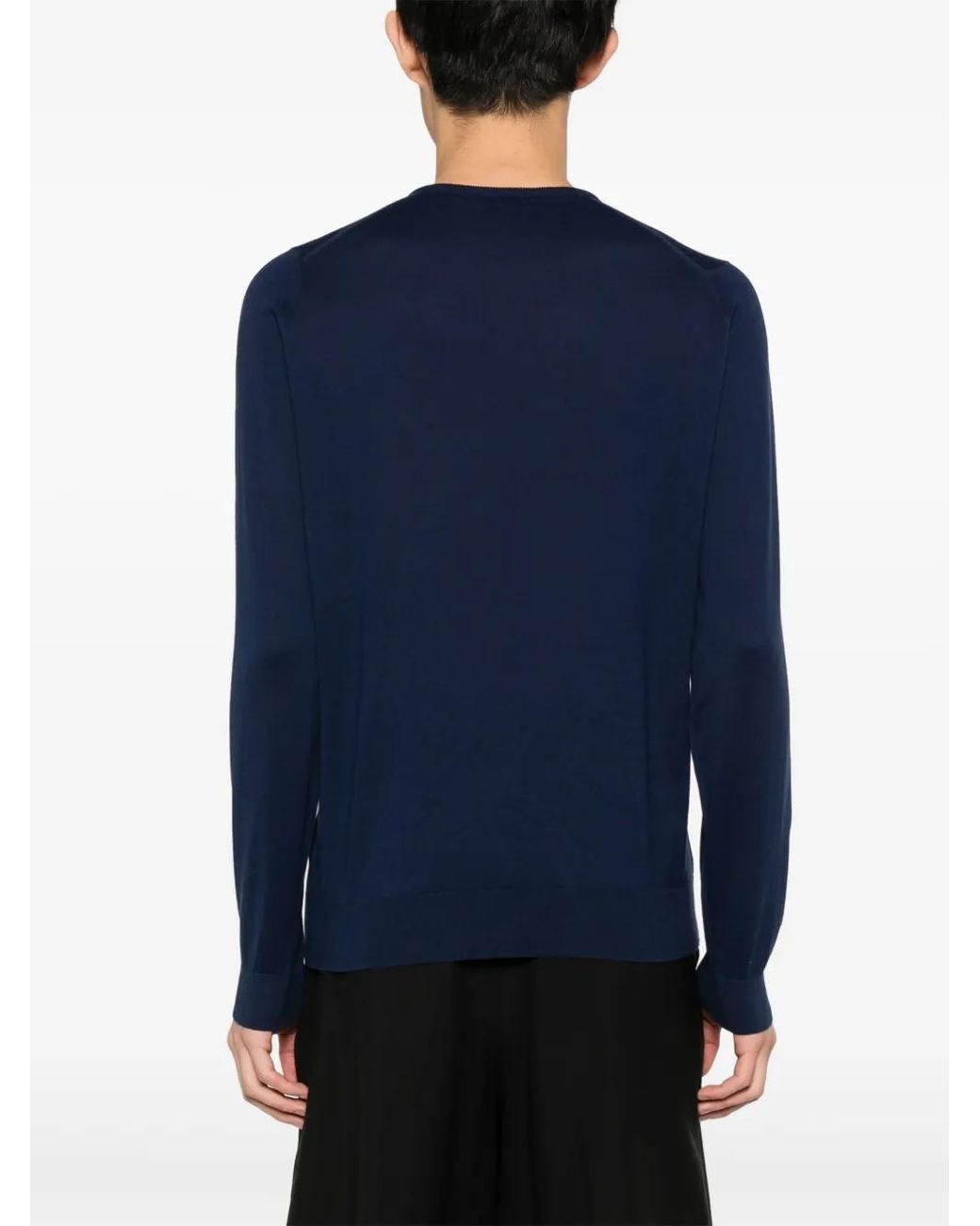 John Smedley Blue Fine-Knit Cotton Jumper for men