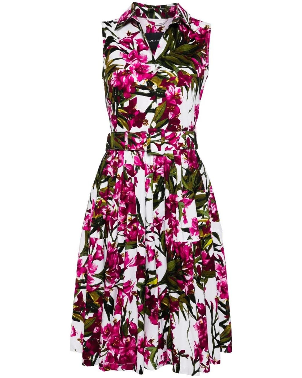 Samantha Sung Red Claire Floral-Print Dress