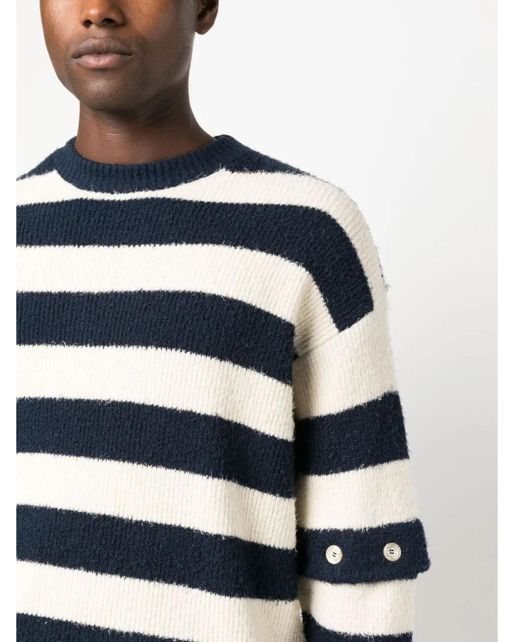 Gucci Blue Striped Knit Cotton Jumper for men