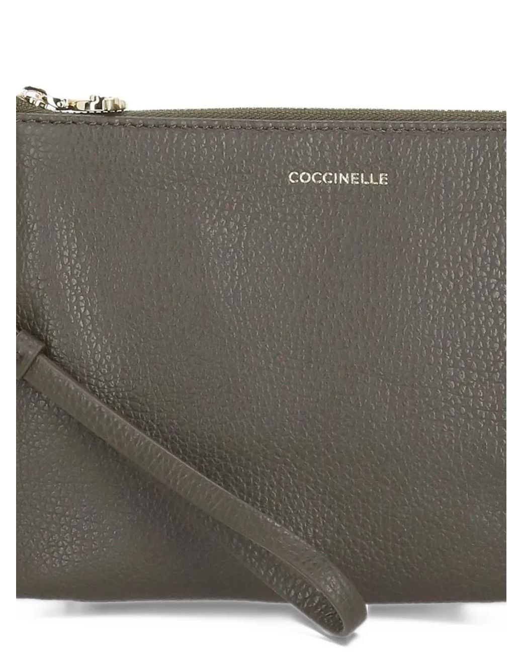 Coccinelle Gray Grained Leather Clutch