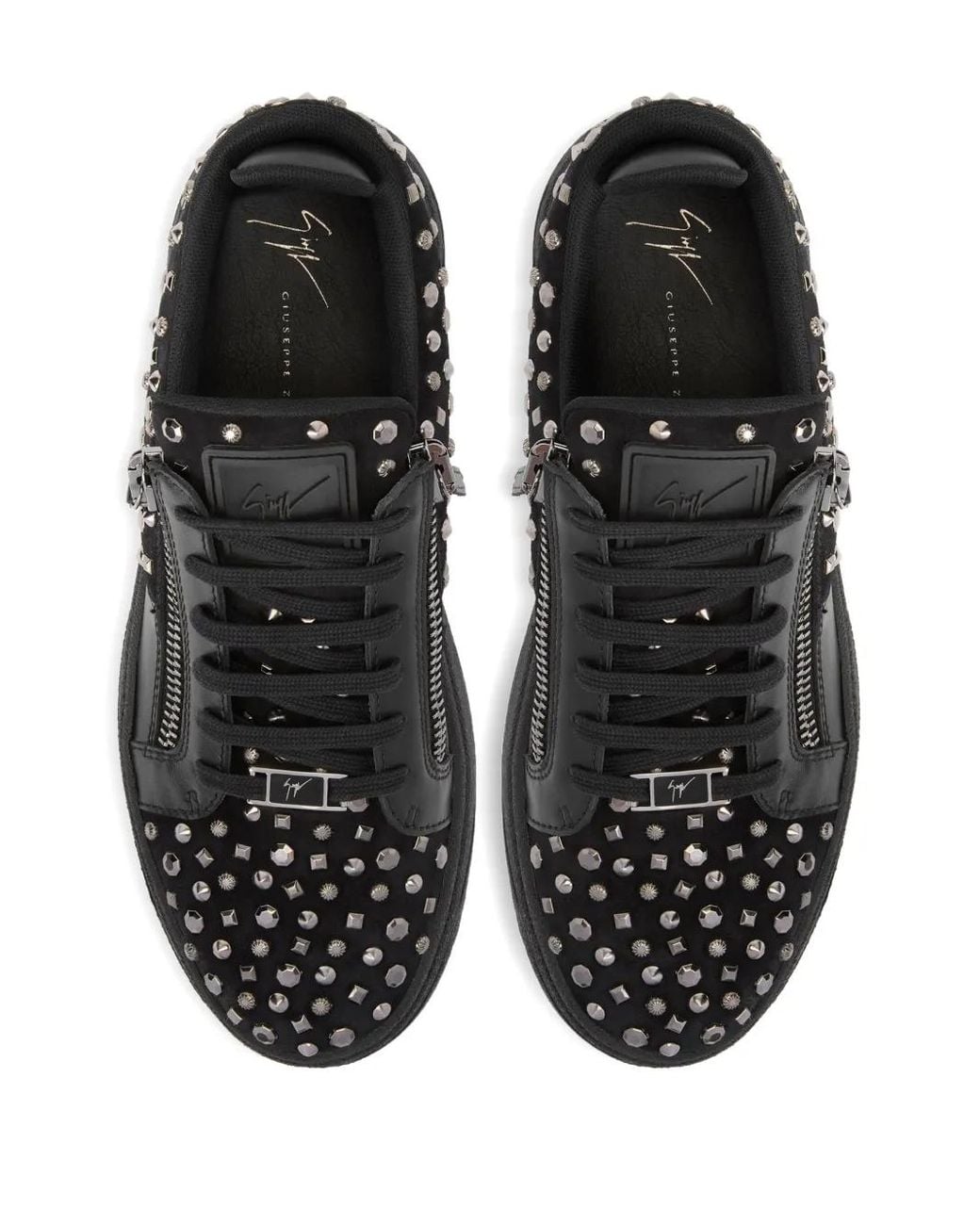 Giuseppe Zanotti Black Gz94 Stud-Adorned Zip-Up Sneakers for men