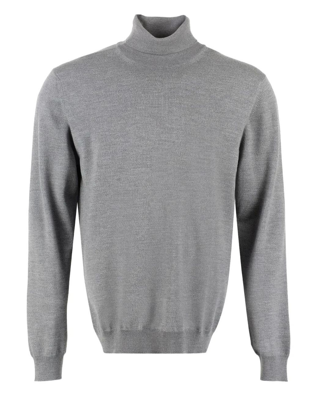 THE (Alphabet) Gray Turtleneck Wool Sweater for men