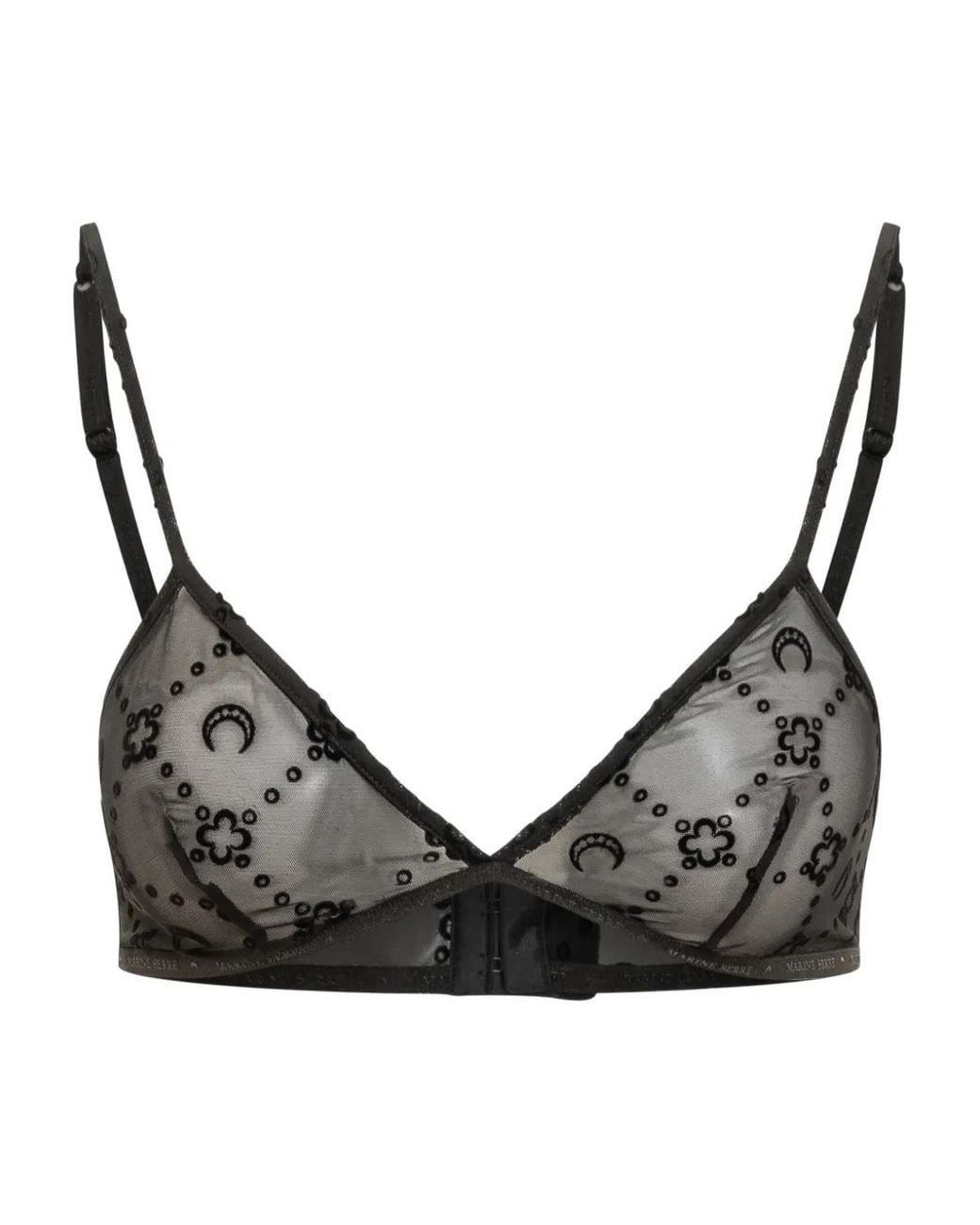 MARINE SERRE Black Flock Bralette