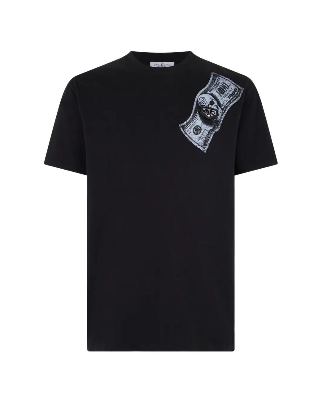 Philipp Plein Black Jersey T-Shirt Skull Dollar Chest for men