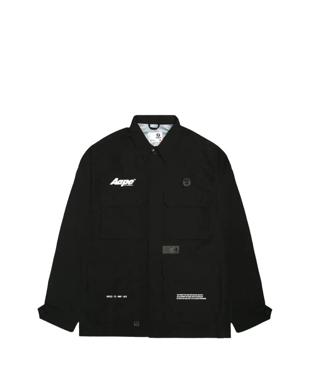 Aape By A Bathing Ape Black Moonface Patch Cargo Jacket for men