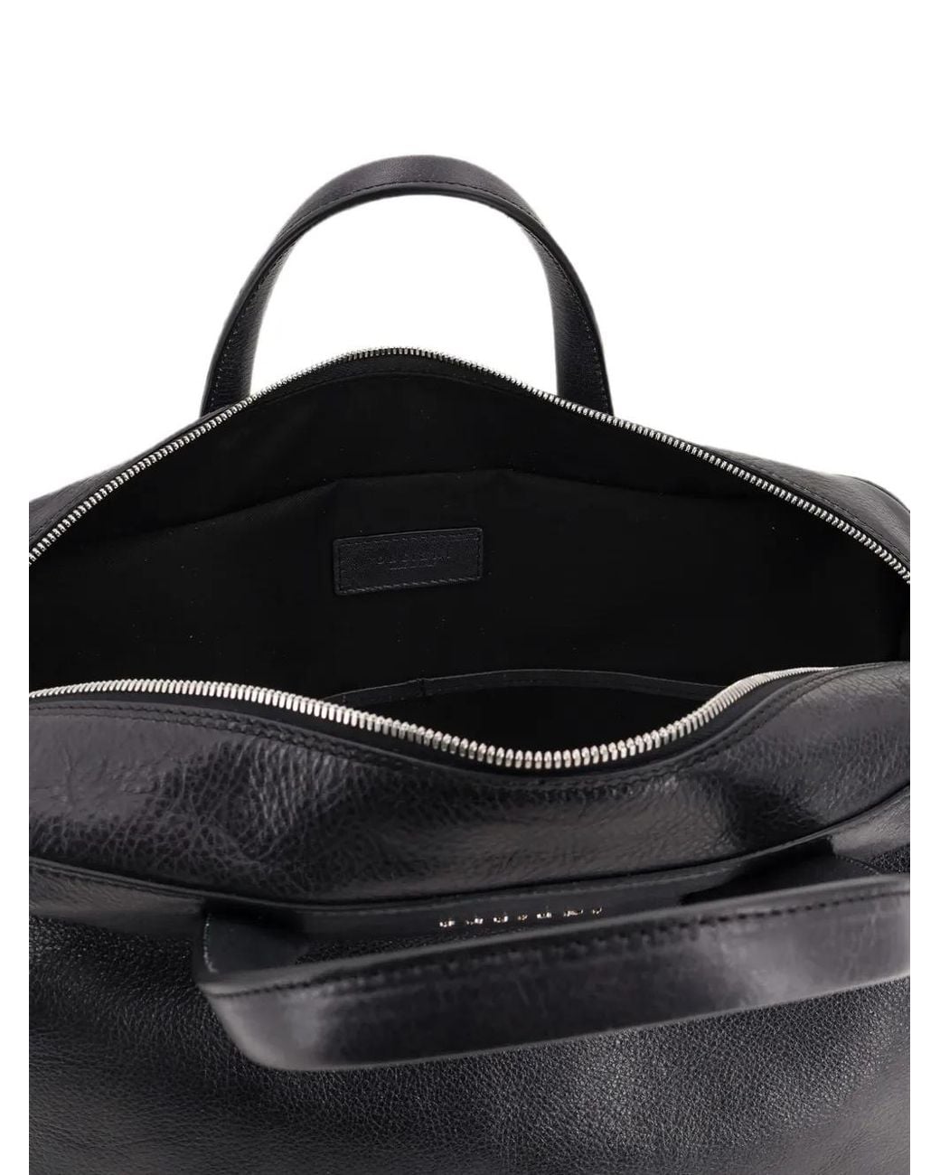 Orciani Black Pebbled-Leather Laptop Bag for men
